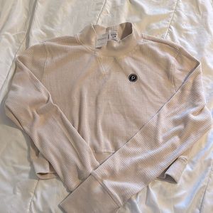 Pure Barre waffle knit crop sweater L